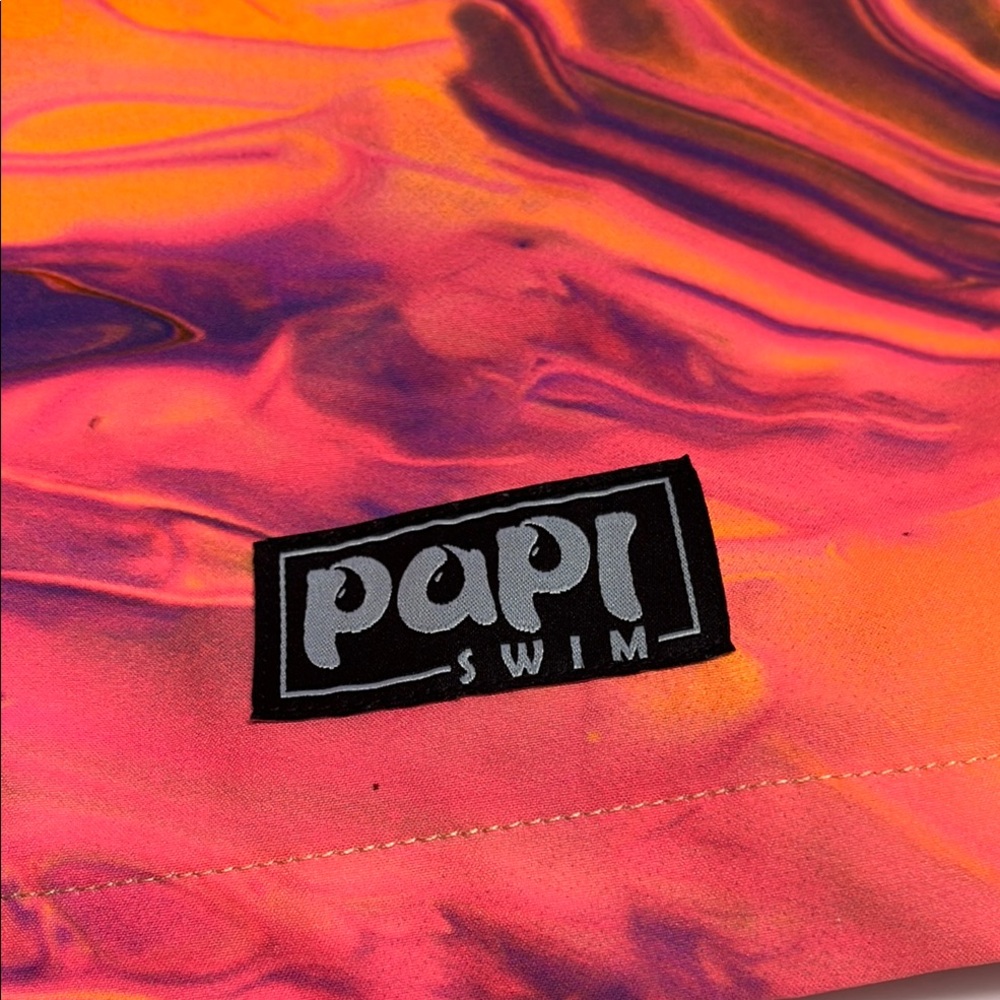 Papi Vibrant Orange and Purple Swim Trunks/ S-XL - Picture 2 of 11